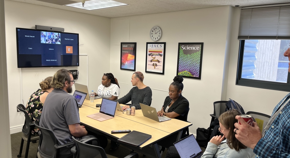 Participants working together on their Bootcamp project.